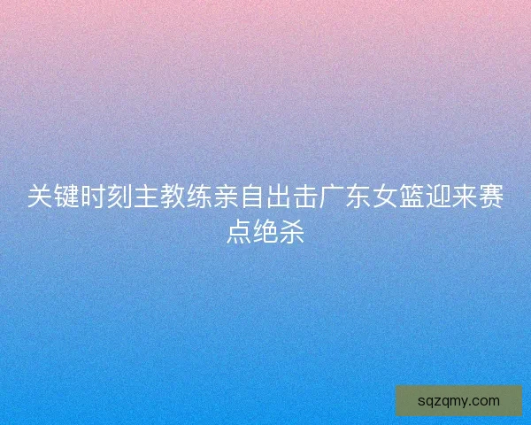 关键时刻主教练亲自出击广东女篮迎来赛点绝杀