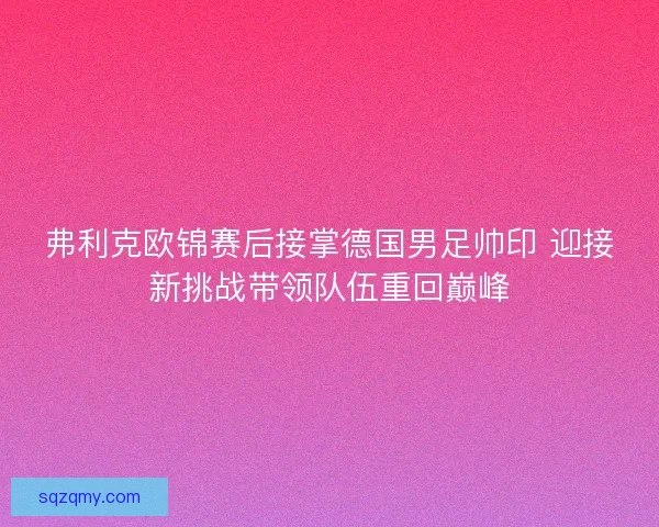 弗利克欧锦赛后接掌德国男足帅印 迎接新挑战带领队伍重回巅峰