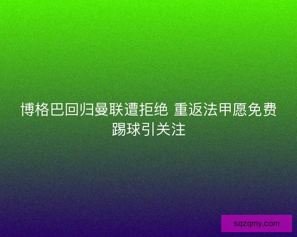 博格巴回归曼联遭拒绝 重返法甲愿免费踢球引关注